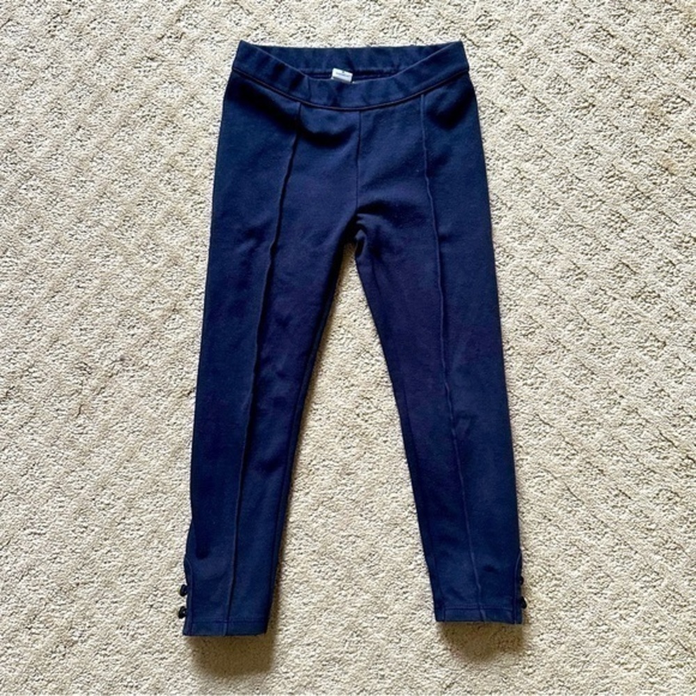 NFS. Janie & Jack navy ponte pant legging with gold button detail, size 4, VGUC